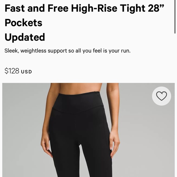 Lululemon fast & free high rise leggings with pockets 28” - Picture 3 of 3